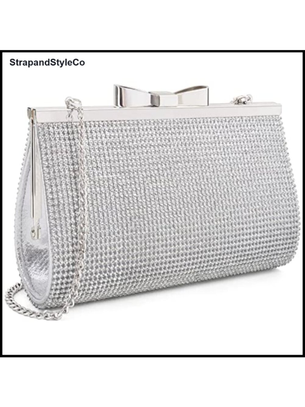 Crystal Rhinestone Evening Clutch with Chain Strap for Wedding Prom Formal